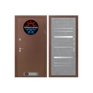 Входная дверь Термо Магнит 20 - Бетон светлый, зеркальные вставки