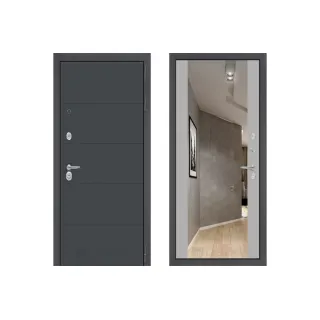 Зеркальная дверь в квартирус зеркалом Йошкар-Ола 1А с зеркалом Макси Серый Софт